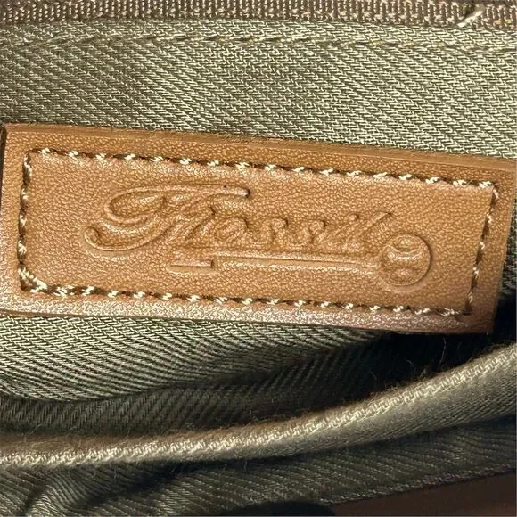 Vintage Fossil Woven Straw & Leather Top Handle Handbag Brown Casual - Picture 9 of 11